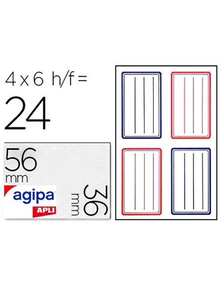 Étiquette adhésive apli agipa écolier 36x56mm pochette 24 unités.