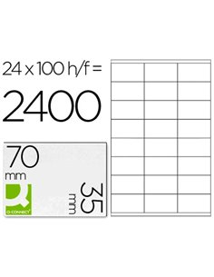Étiquette adhésive q-connect 70x35mm coins droits imprimante jet d'encre laser copieur boîte 100 feuilles 2400 unités.