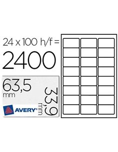 Étiquette adhésive avery laser écologique enveloppes classiques 63.5x33.9mm boîte 2400 unités.