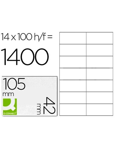 Étiquette adhésive q-connect 105x42mm coins droits imprimante jet d'encre laser copieur boîte 100 feuilles 1400 unités.