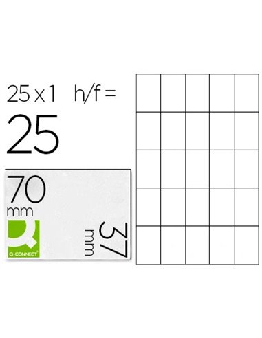 Étiquette adhésive q-connect 70x37mm coins droits imprimantejet d'encre laser copieur enveloppe de 25 feuilles.