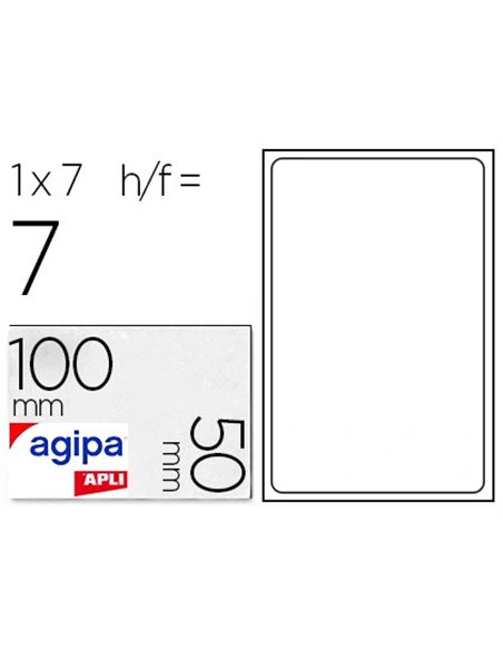 Étiquette adhésive apli agipa bureau 50x100mm pochette 7 unités.