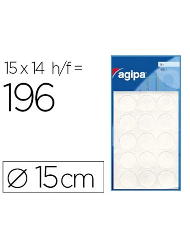 Pastille adhésive apli agipa diamètre 15mm permanente coloris blanc pochette 196 unités.