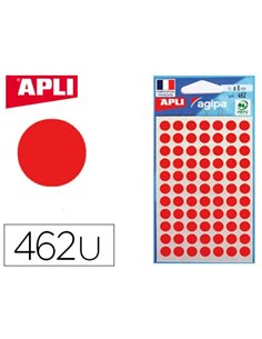 Pastille adhésive apli agipa diamètre 8 mm coloris rouge pochette 462 unités.