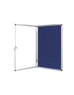 Vitrine affichage q-connect cadre aluminium intérieur fond feutrine serrure porte méthacrylate 12f a4 90x120cm. 2