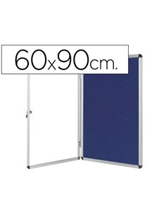 Vitrine affichage q-connect cadre aluminium intérieur fond feutrine serrure porte méthacrylate 9 feuilles a4 60x90cm.
