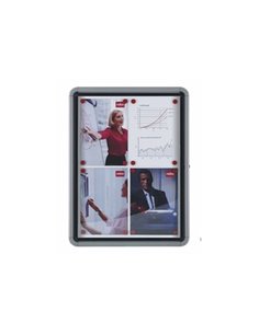 Vitrine affichage nobo extérieur fond métal magnétique façade verre serrure 4 feuilles a4 59,5x67x4,5cm.