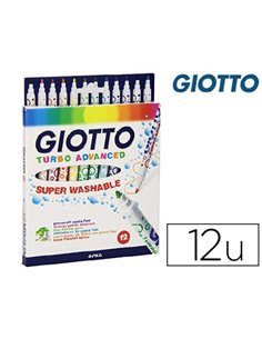 Feutre coloriage giotto turbo advanced capuchon ventilé pointe fine encre base eau colo ris assortis étui 12 unités.