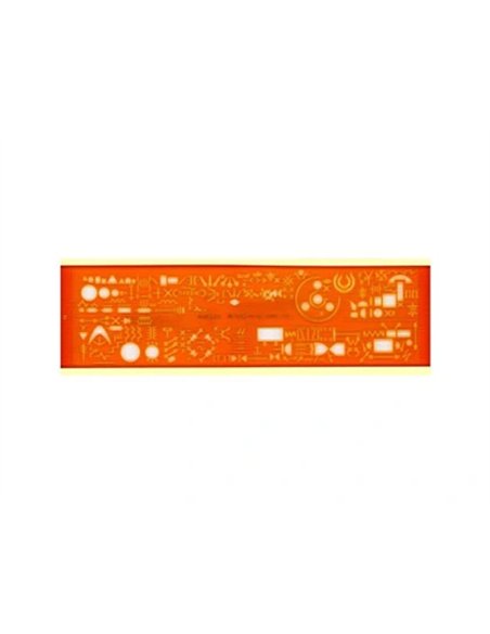 Normographe minerva électrographe standard n.13a en plastique coloris orange.