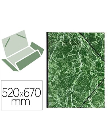 Carton à dessin exacompta papier marbré vernis raisin dos toilé renforcé fermeture élastique 52x67cm vert.