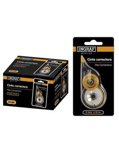 Ruban correcteur à sec Ingraf 5 mm x 12 m - Correction rapide et nette - Écriture immédiate