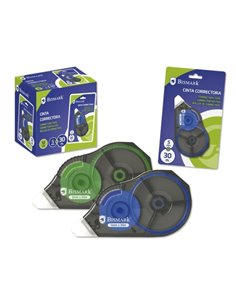 Ruban correcteur Bismark 5 mm x 30 m - Adhérence parfaite au papier - Présentation individuelle sous blister - Couleurs assortie