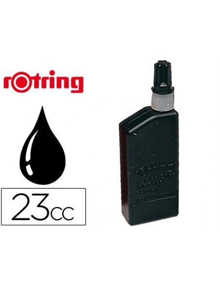 Encre de chine rotring très fluide support calque végétal papier carton dessin résistante eau gommage noir flacon 23ml.