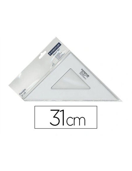 Équerre staedler mars plexiglas non graduée 45 degrés 31cm bords anti-tâches 1 biseau gravé ineffaçable.