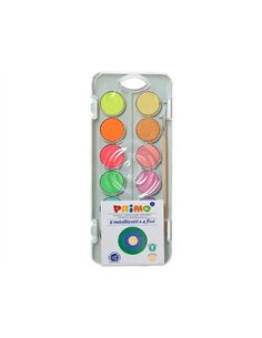 Aquarelle primo pinceau inclus 8 coloris metallises + 4 coloris fluo etui plastique.