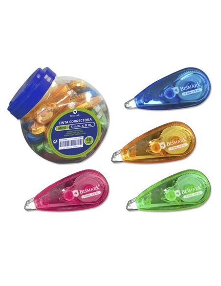 Ruban correcteur Bismark Mini 5 mm x 8 m - Corps transparent coloré