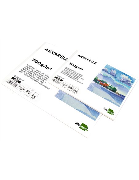 Bloc dessin liderpapel aquarelle encollé papier grain moyen lisse 300g/m2 format a3 420x297mm 20f.