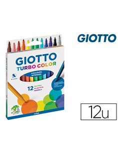 FEUTRE COLORIAGE GIOTTO TURBO COLOR ULTRA LONGUE DURÉE POINTE BLOQUÉE POLYESTER INDÉFORMABLE ÉTUI ACCROCHABLE 12 UNITÉS