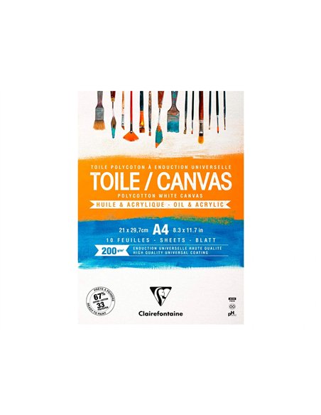 Bloc coll toile peindre cosmos a4 200g 21x29,7cm 10f.