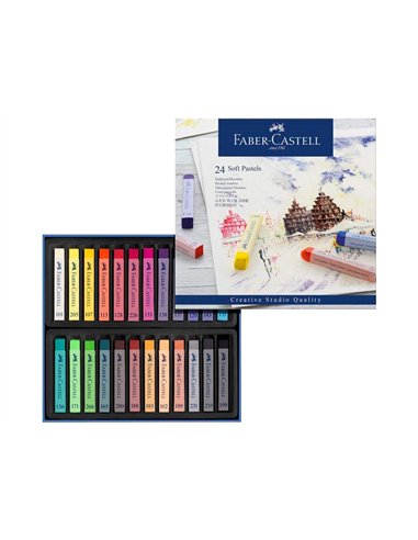 Pastel tendre faber-castell goldfaber studio carré 66mm coloris brillant intense bonne résistance lumière boîte 24u.