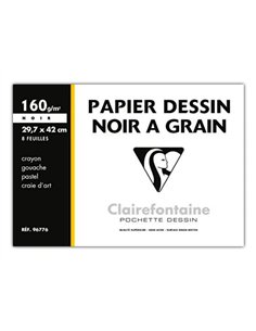 Papier dessin grain clairefontaine a3 noir 160gr 8f. 2