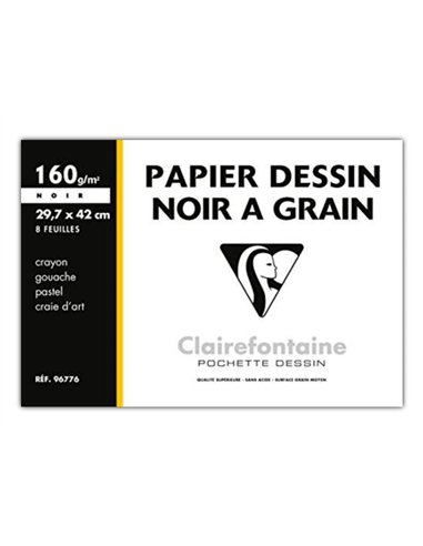 Papier dessin grain clairefontaine a3 noir 160gr 8f.