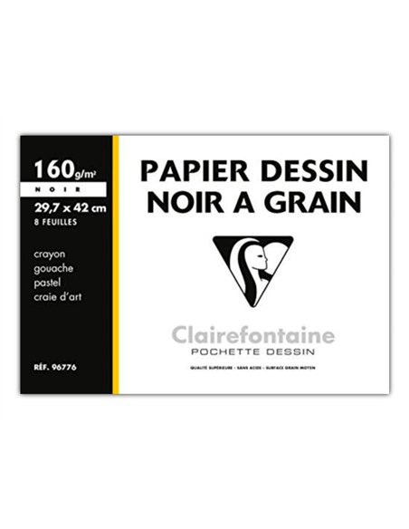 Papier dessin grain clairefontaine a3 noir 160gr 8f.