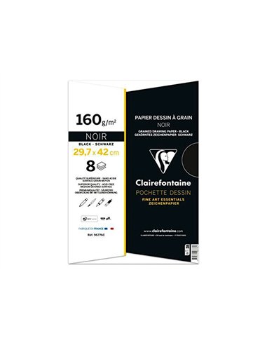Papier dessin grain clairefontaine a3 noir 160gr 8f.