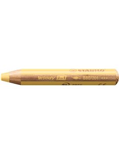 Crayon stabilo woody 3 in 1 multi-talents coloris jaune pastel.