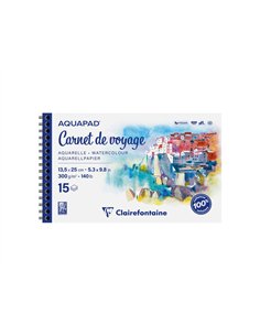 Album clarefontaine aquapad carnet de voyage spirale 135x250mm 15 feuilles 300g.