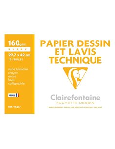 Pochette dessin et lavis clairefontaine papier 160g surface lisse format . Format a3 29,7 x 42cm 10 feuilles. 2