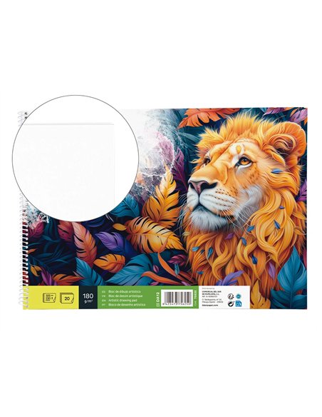 Bloc liderpapel papier dessin artistique spirale sans encadrement 180g/m2 format a4+ 230x325mm 20f.
