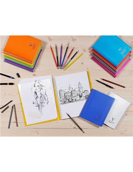 Carnet de dessin koverbook a5 2 rabats pochette couleurs assorties 14,8x21 cm blanc 125 g 100 pages.