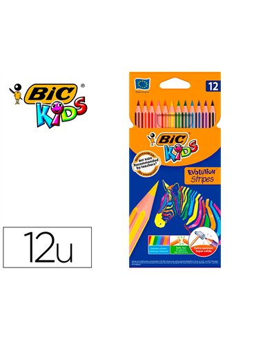 Crayon de couleur bic bois fsc mine haute resistance aux chocs couleurs miscibles etui 12 unites.