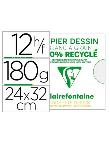 Pochette dessin grain 100% recycl 24x32cm 180gr 12f.
