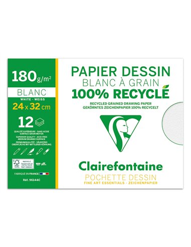 Pochette dessin grain 100% recycl 24x32cm 180gr 12f.