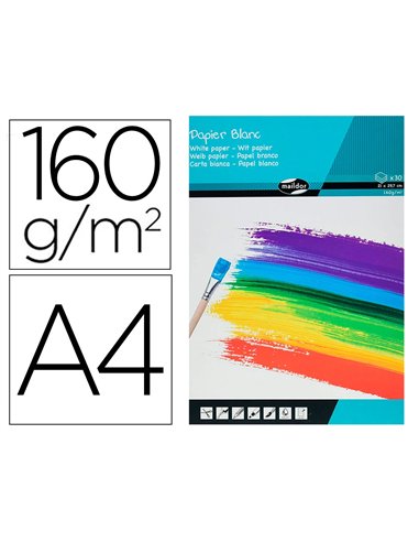Bloc clairefontaine 1er prix feutres et peintures blanc, 160g 30 feuilles a4.