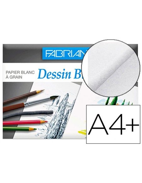 Papier dessin fabriano à grain 224g a4+ pochette 12f.