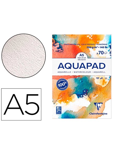 Bloc de papier dessin aquarelle goldline a5 300gr 70f.