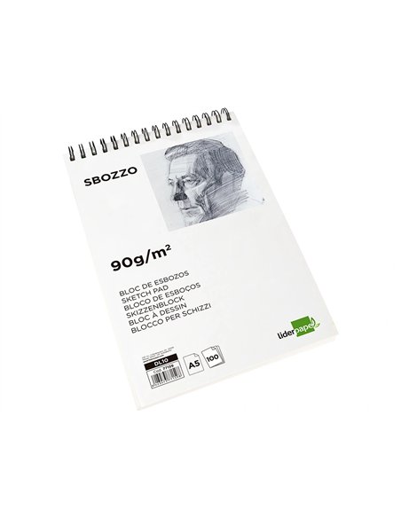 Bloc spirale liderpapel esquisses uni 90g/m2 a5 100f.