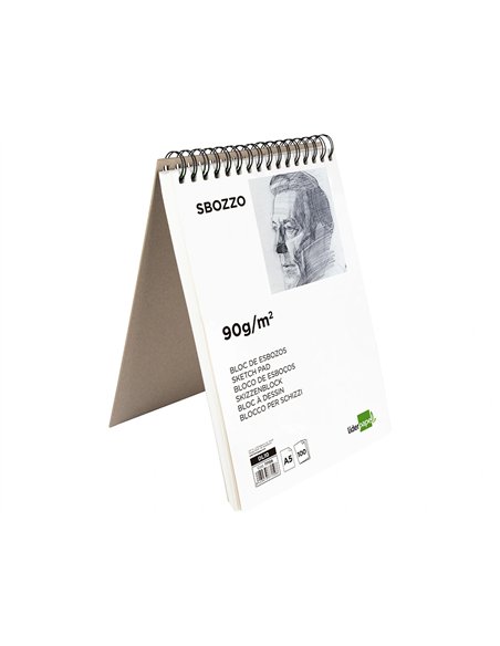 Bloc spirale liderpapel esquisses uni 90g/m2 a5 100f.