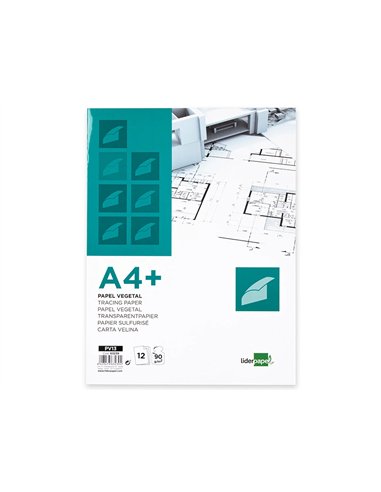 Papier calque liderpapel a4+ 320x240mm 90g sachet 12 feuilles.