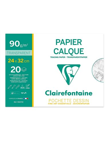 Pochette papier calque clairefontaine 90/95gr 24x32cm 20f.