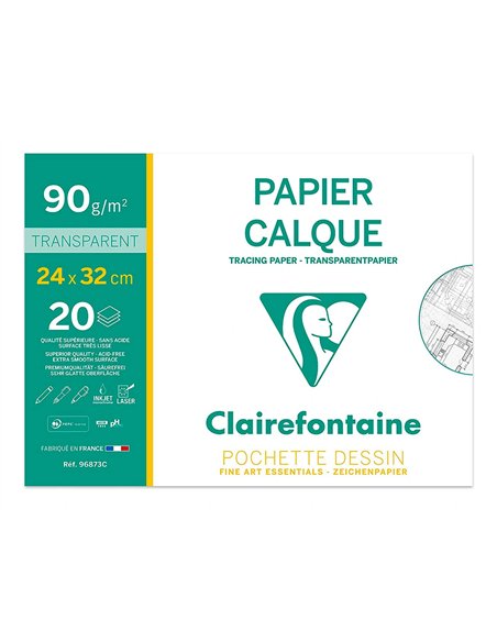 Pochette papier calque clairefontaine 90/95gr 24x32cm 20f.