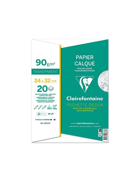 Pochette papier calque clairefontaine 90/95gr 24x32cm 20f.