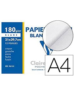 Papier dessin clairefontaine grain léger prononcé sans acide blancheur naturelle 180g a4 pochette 12f.