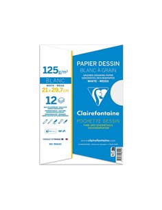 Pochette dessin grain clairefontaine a4 blanc 125gr 21x29,7cm 12f. 2