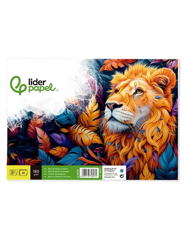 Bloc liderpapel papier dessin artistique encollé sans encadrement 180g/m2 format a4+ 230x325mm 20f.