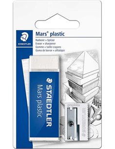 Pack Staedtler : 1 gomme plastique Mars + 1 taille-crayon métal 510