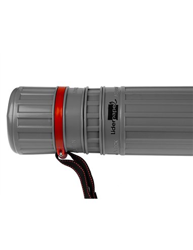 Porte-plans liderpapel plastique bandoulière 75cm extensible 125cm diamètre 9cm coloris gris.